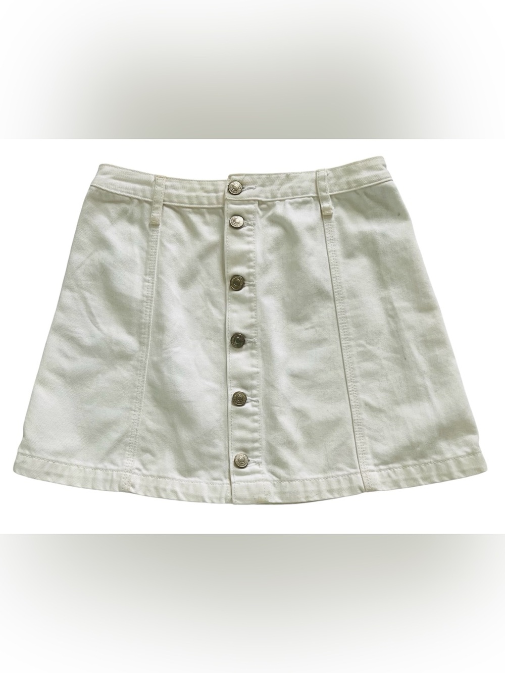 Abercrombie & Fitch Skirt 2 White Mini Buttons Cotton Denim Y2K